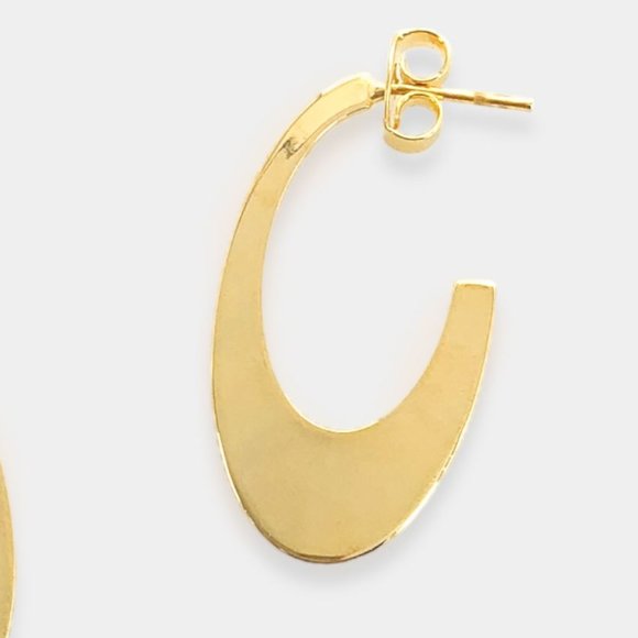 NEW 18K Gold Filled Oval Hoop Earrings - Picture 3 of 7